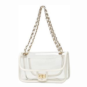 [Hot Item] Gold Transparent PVC Stadium Clear Bag Approved Purse Crossbody Bag Handbag Shoulder Bag for Women