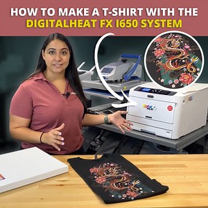 In this easy-to-follow video, Hannah demonstrates the complete process of creating custom t-shirts with the DigitalHeat FX i650 system. The steps are straightforward: ✅1. Load an EZ Peel transfer paper into your printer. ✅2. Use the ''Print Optimizer Software'' to prepare and print your full-color design. ✅3. Apply the adhesive sheet to your design using heat. ✅4. Perform the "marrying" process. ✅5. Heat press the design onto your shirt! 👉P.S. the DigitalHeat FX i650 is available for purchase o