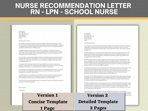Nurse Letter of Recommendation Template for RN, LPN or School Nurse, Write Personalized Nursing Reference Letter in Minutes, Edit and Print - Etsy