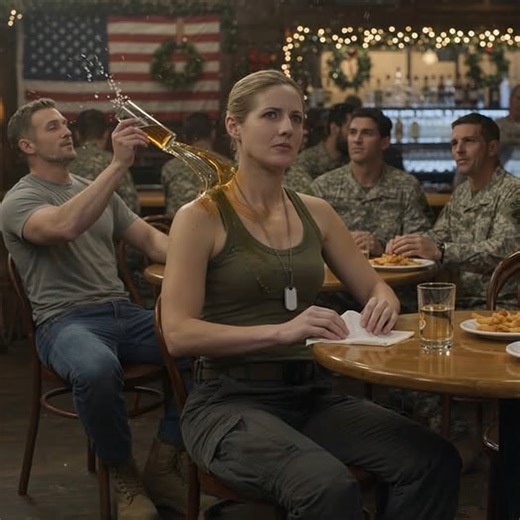 “Drink it, now!” They Spilled Drinks on Her—Unaware She’s a Navy SEAL Who Commands Their Task Force They didn’t notice the way she sat. Not her back to the wall instead of the door. Not the untouched fries. Not the water with lemon in a place built on cheap beer and loud stories. All they saw was a woman alone in a corner booth. Easy target. The first drink was an “accident.” A wide gesture. A chair leg kicked. Amber beer arcing through the dim light and soaking half her food. “Whoa, my bad,” th