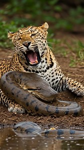 44K views · 152 reactions | Amazing Hug Leopard cate and try to feed Anacoda Python near the river bank #Amazing #leopard #anaconda #Wild | Chhoy KimHouy | Facebook
