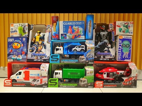 Unboxing Truk Oleng, Mobil Ambulans, Truk Pemadam, Excavator, Bajai, Helikopter