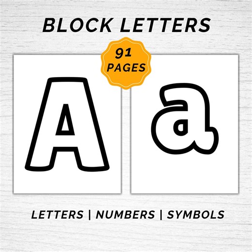 Large Print Block Letters Numbers, Printable Alphabet, Numbers, Symbols for Classroom and Homeschool Crafts, Letter Coloring Pages Printable - Etsy Australia