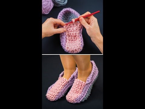 Easy crochet scrap yarn slippers! Miarti🧶