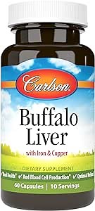 Amazon.com: Carlson - Buffalo Liver, with Iron & Copper, Blood Health, Red Blood Cell Production & Optimal Wellness, Liver Capsules, 60 Capsules : Health & Household