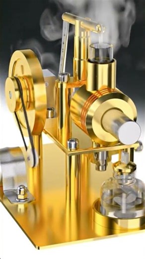 Golden Mini Engine Running 😱 #engine #steamengine #engineering #viralshorts #mechanical #ai #tech