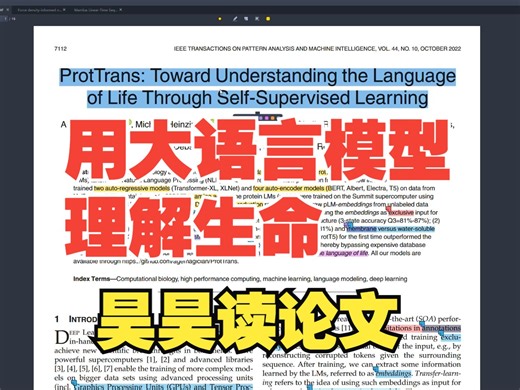 【昊昊】用大语言模型理解生命ProtTrans: Toward Understanding the Language of Life