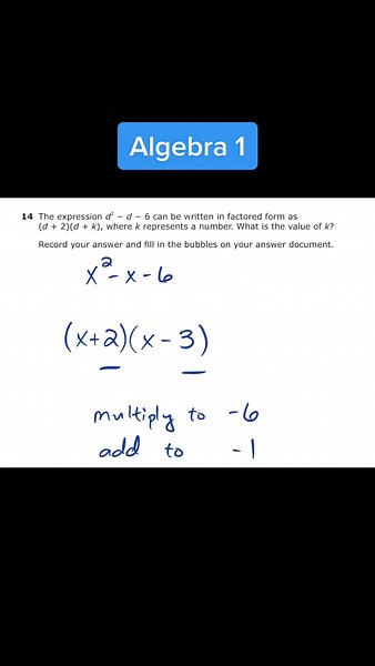 2023 Algebra 1 EOC Preparation: Factoring Expression & Finding K Value