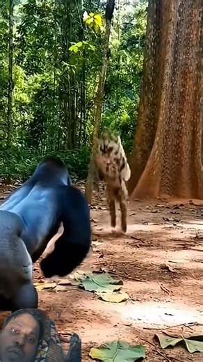Father Gorilla fight with tiger!#gorilla #gorillatag #funny #fyp #foryou