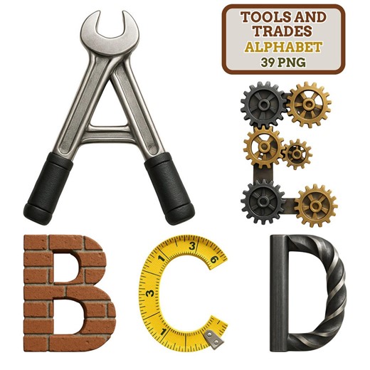 Industrial Tools Alphabet PNG: Construction Font Clipart (digital Download) - Etsy