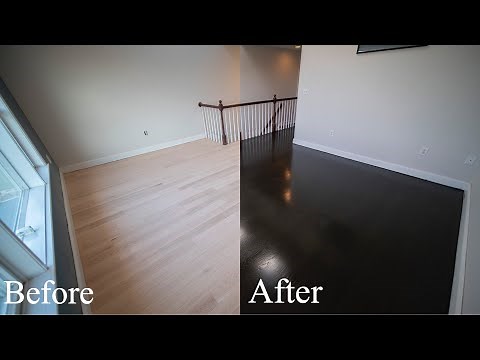 Bona Drifast Ebony stain on Red oak hardwood floor. Bona Traffic Gloss on top.