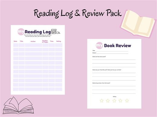 Reading Log and Book Review Printable | Kids Reading Tracker | Student Book Report Worksheet | Homeschool & Classroom Reading Log - Etsy