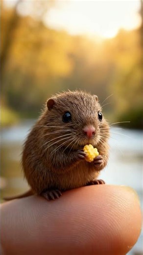 Tiny Muskrat with Corn Piece | Miniature World