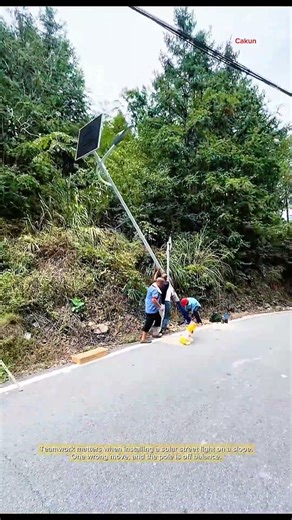 Installing a solar street light on a steep roadside – looks easy, but it’s not!