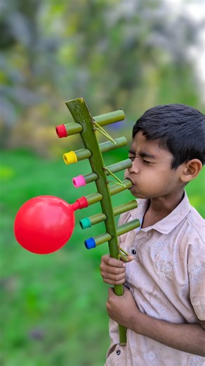 big colour balloon toy using green bamboo #diy #art