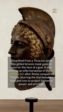 This gilded bronze mask gave its Thracian warrior the face of a god; was it for battle or ceremony? #ancienthistory #archaeology #history | Ancient Civilizations and Archaeology
