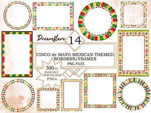 Cinco De Mayo Mexican Themed Border & Frames PNG Clipart Bundle, Frame PNG, Border PNG, Mexican Clipart, Digital Download, Commercial Use - Etsy