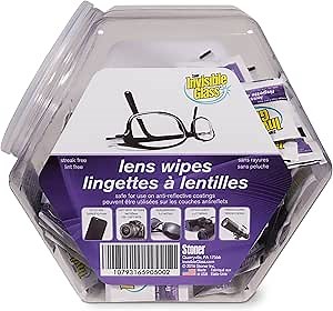 Invisible Glass 90100 Lens Cleaning Wipes – Streak-Free, Lint-Free Wipes for Glasses, Camera Lenses, Binoculars & Smartphone Cameras, Safe on Reflective Coatings – 150 Count