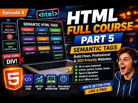 HTML Semantic Tags Tutorial | Episode 5 | Tamil | div, span, article, section Explained