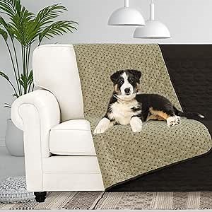 PureFit 100% Waterproof and Anti-Slip Dog Bed Cover, Washable Pet Blanket, Stain Resistant Sofa Couch Furniture Protector Cover for Kids, Dog, Cat (30x70 Inch, Dark Grey)