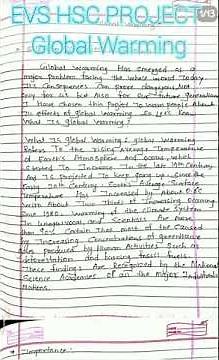 12th HSC board EVS project (arts/commerce/science). how to do evs project?Global Warming EVS Project