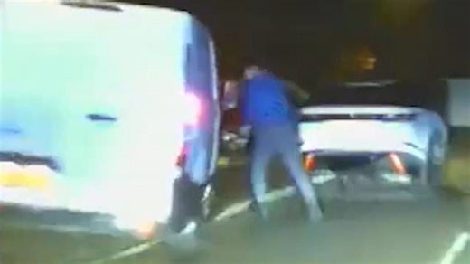 Road rage backfires spectacularly as van driver targets unmarked police car