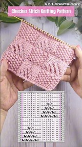 Checker Stitch Knitting Pattern #knittingpattern #stitchpattern #handmade #DIYknitting