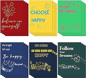 24 Pcs Inspirational Notepads Colored Journal Notebooks for Kids A6 Funny Motivational Journal Notebook 6 Style 30 Sheet/ 60 Page Lined Pocket for Kids Teacher Student Gift Office School Travel
