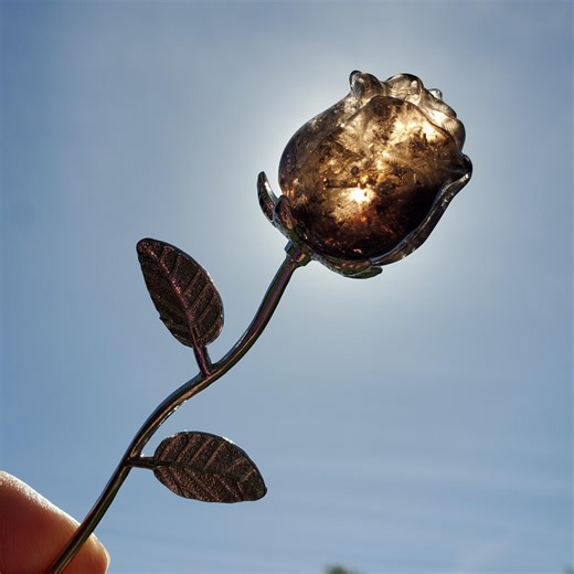 Smoky Quartz Rose on Stem - Protective, Filters Out Bad Energy - Smokey Quartz Crystal Flower Stone Healing Gemstone - Etsy