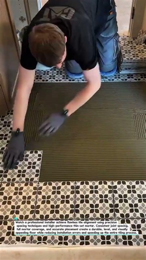Precision Tile Installation for a Perfect Finish! #TileInstallation #FlooringPro #ConstructionTools