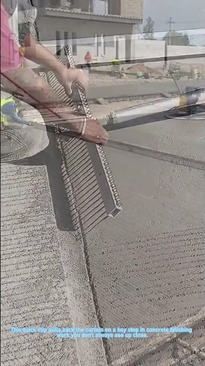 Concrete Finishing Work Using a Special Broom Tool
