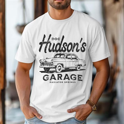 Vintage Doc Hudson Garage T-shirt, Radiator Springs Pixar Cars Tee, Men's Disneyland Cars Land Shirt, Gift for Him - Etsy