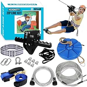 Zip Line Kit for Kids Adults : 100FT Up to 380Lbs - Quick Tighten Zipline for Backyard Outdoor with 100% Rust Proof Removable Trolley Seat Spring Brake