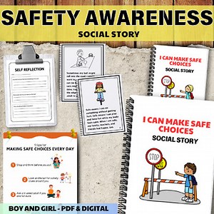 Safety Awareness Social Story Safe Vs Unsafe Behavior W/Poster Reflection Autism