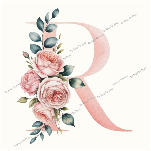 Pink Floral Monogram Letter R Fabric Panel, Quilt Sewing Square, Multiple Sizes, Fc5p - Etsy