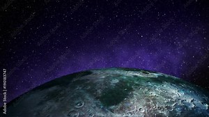 Planet intro.Moon and stars opener.Out of space sci fi background.Milky way and stars.
