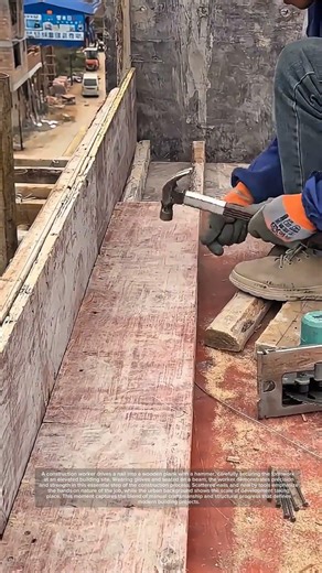 Construction Worker Hammering | Manual Nail Driving Process!