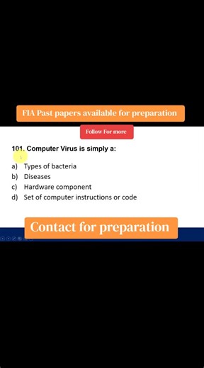 FIA Computer MCQs for UDC, LDC & Sub-Inspector Exam