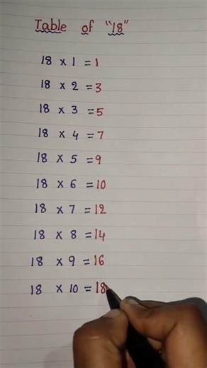 Multiplication table of 18 #maths #shortsfeed #viral #trending #ytshorts