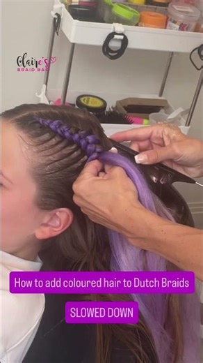 SLOW vid showing how to add hair extensions to your braids #dutchbraid #braids #feedinbraids #hair