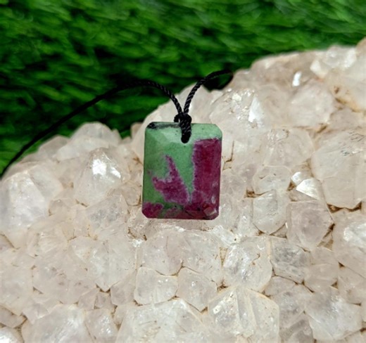 Ruby Zoisite Gemstone Pendant: Handmade Silver Jewelry, Natural Anyolite Crystal Necklace - Etsy
