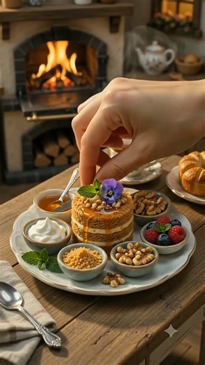 Mini Honey Pancakes 🥞🍯MiniPancakes #HoneyPancakes #MiniatureCooking