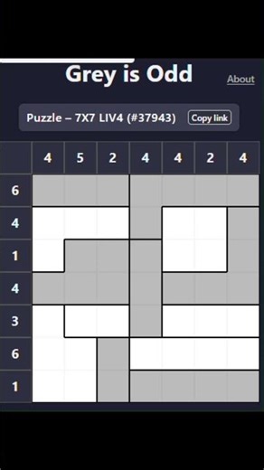 Grey is Odd Daily Puzzle #37943 – 7×7 Liv4 Teaser! Level 4 Beast