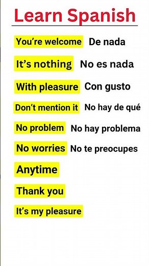 Learn 9 other ways to say "you're welcome" in Spanish