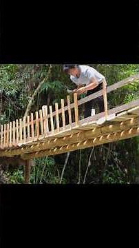 Building a Strong Wooden Bridge Over a Stream | Traditional Survival Construction#WoodenBridge