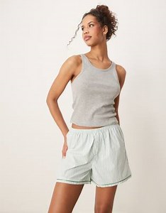 Urban Threads - Short style caleçon tissé à assortir - Rayures vertes et bleues | ASOS