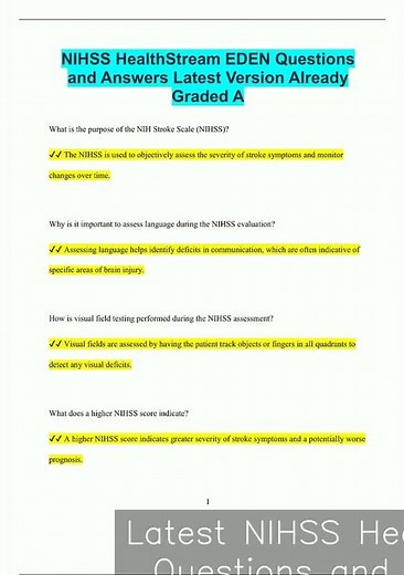 Latest NIHSS HealthStream EDEN Questions and Answers Latest Version Already Graded A1629 video