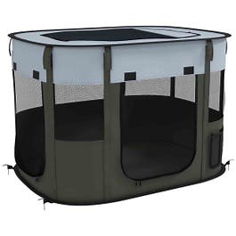 PawHut Portable Dog Pen for Puppies, Kittens, M - Grey