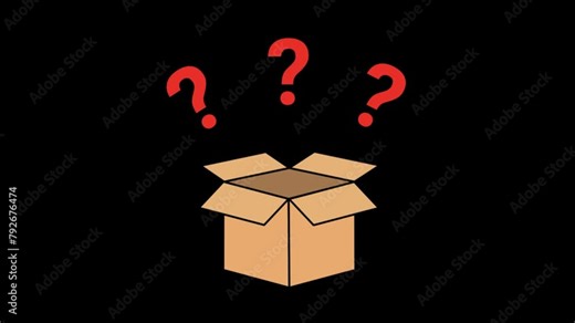 Question marks on cardboard icon Animation with transparent background