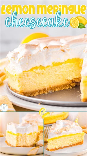 Love lemon meringue pie? Love cheesecake? 🍋💛 This Lemon Meringue Cheesecake gives you the best of both worlds in one unforgettable dessert! Light, luscious, and packed with bright lemon flavor! 🍋 https://www.momontimeout.com/lemon-meringue-cheesecake/ | Mom On Timeout